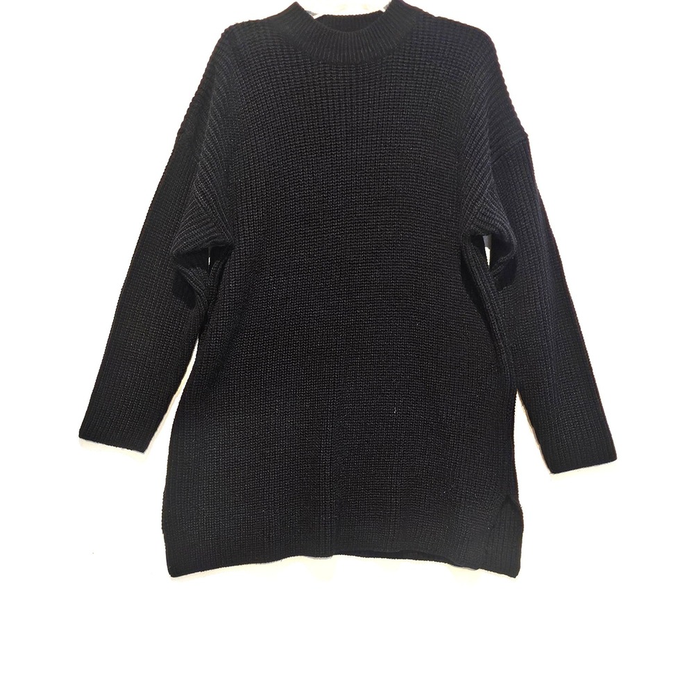 Forenza Black Knit Mock Neck Long Sleeve Tunic Sweater Size L